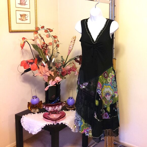 NWT DOLCEZZA Women's Unique Designed Quality Black Summer Maxi Dress Size S 6 - Picture 1 of 9